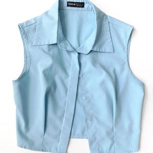 Baby Blue Collard Half Top ( XS)